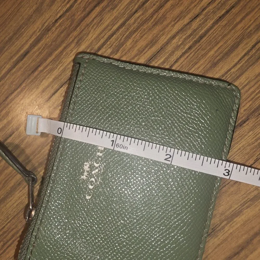 COACH Lot Sage Green Debit Card Carrier & Burgundy Logo Zip Top Coin Case Pouch